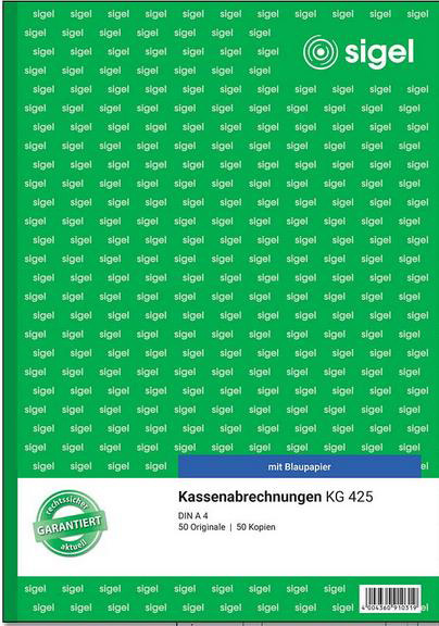 Kassenabrechnung KG425, A4 50 ORIGINAL/50KOPIER