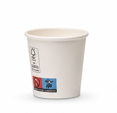 Coffee to go 4 oz, 100 ml, Ø 6 cm, Höhe: 6,1 cm, 230g+18PE, weiss, für Espresso